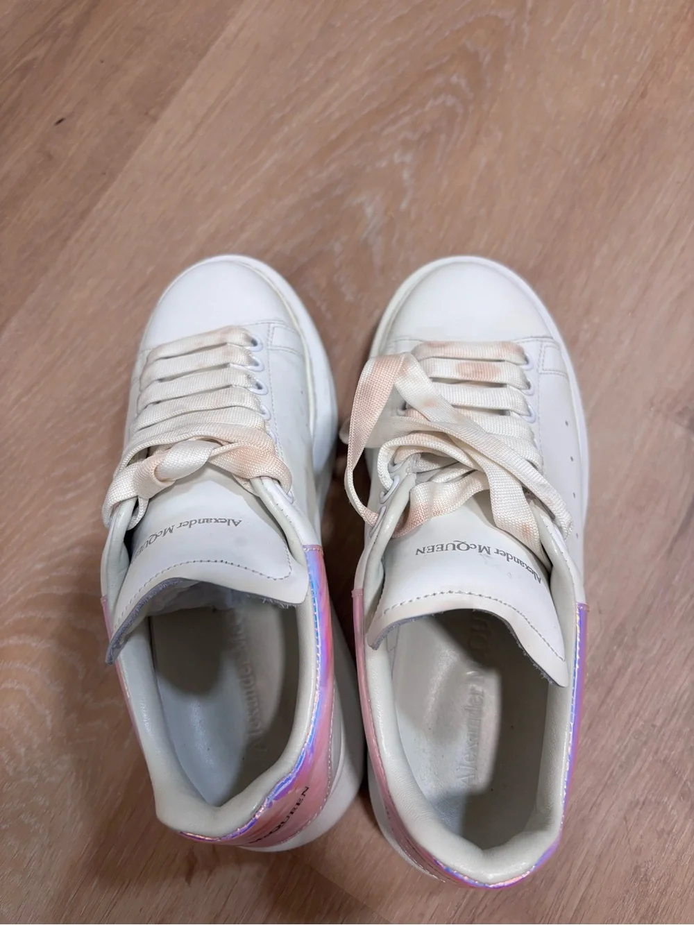 Alexander McQUEEN White Leather Platform Sneaker with Pink Accent size 37